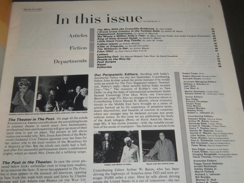 1962 MARCH 24 THE SATURDAY EVENING POST MAGAZINE - ARAB REFUGEES - SP 2337