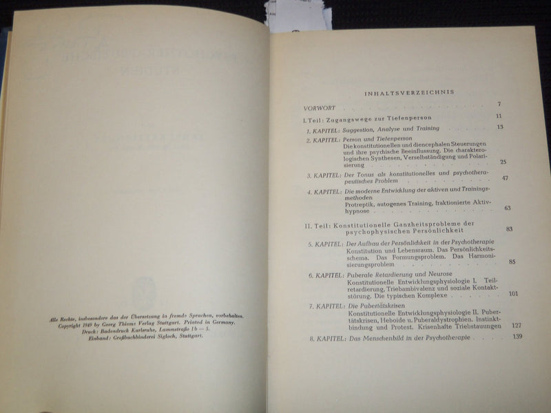 1949 PSYCHO THERAPEUTISCHE STUDIEN BOOK BY ERNST KRETSCHMER - GERMAN - KD 5634K