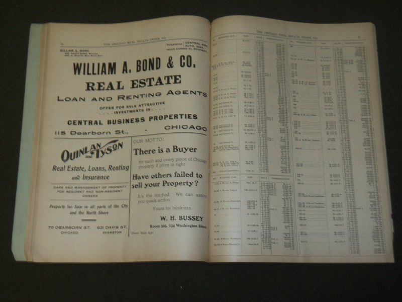 1905-1908 CHICAGO CENTRAL BUSINESS PROPERTY BOOK - SALES - LEASE - J 3670