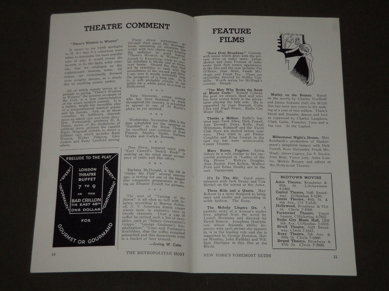1935 NOVEMBER 16 THE METROPOLITAN HOST - JANE FROMAN & JAMES MELTON - J 2175