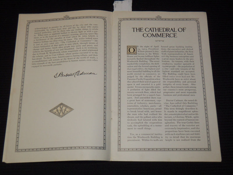 1925THE CATHEDRAL OF COMMERCE BOOK - WOOLWORTH BUILDING, NEW YORK - J 7936
