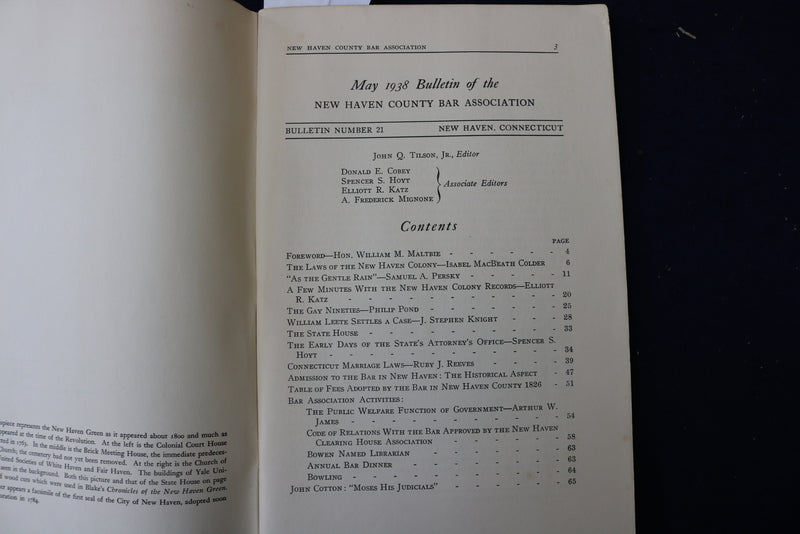 1938 MAY NEW HAVEN COUNTY BAR ASSOCIATION BULLETIN SOFTCOVER BOOK - K 964