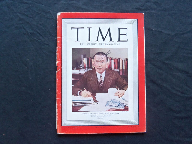 1938 NOVEMBER 14 TIME MAGAZINE - GM'S HENRY GRADY WEAVER - T 636