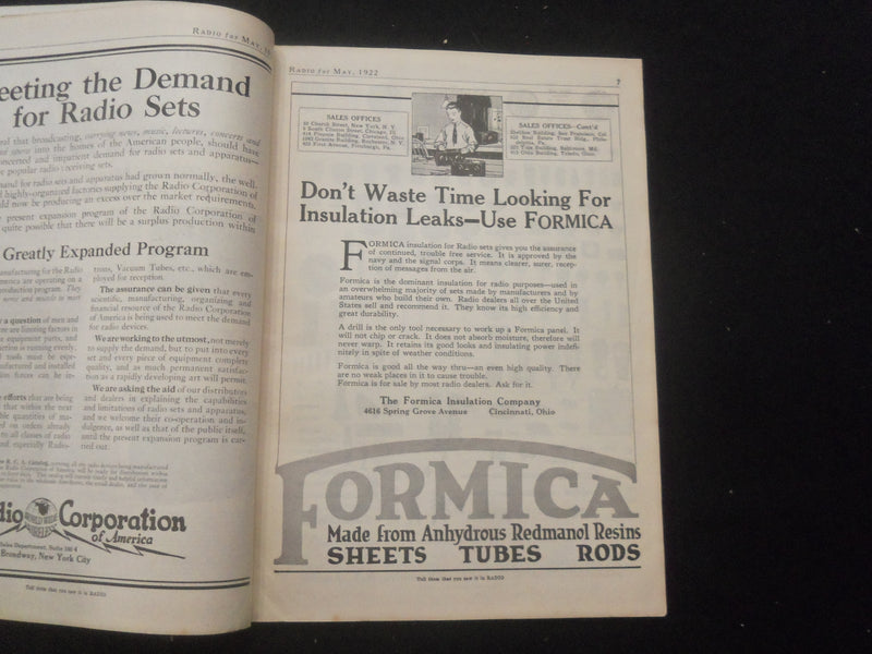 1922 MAY RADIO MAGAZINE - CALIFORNIA HEARS NEW YORK BY RADIOPHONE - B 433Y