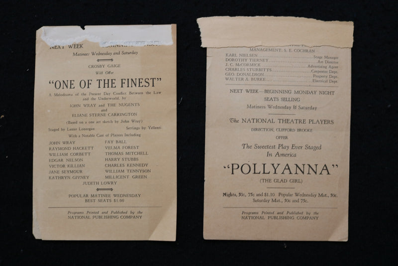 1927 NATIONAL THEATRE PROGRAM - LOT OF 2 - WASHINGTON, D.C. - K 2829