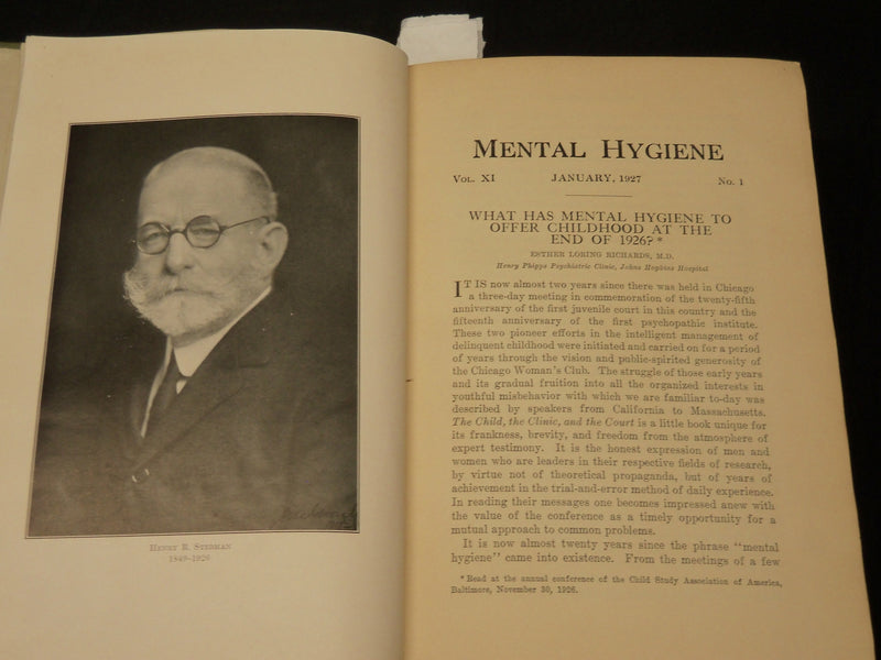 1927 MENTAL HYGIENE QUARTERLY MAGAZINE BOUND VOLUME NO. 11 - SIGNED - KD 2756W