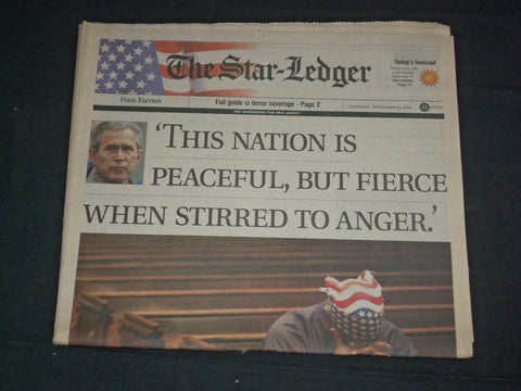 2001 SEPTEMBER 15 THE STAR-LEDGER NEWSPAPER - NATION IS PEACEFUL, BUT - NP 3474