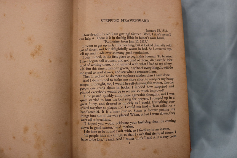 1900'S STEPPING HEAVENWARD HARDCOVER BOOK BY MRS. E. PRENTISS - KD 9630