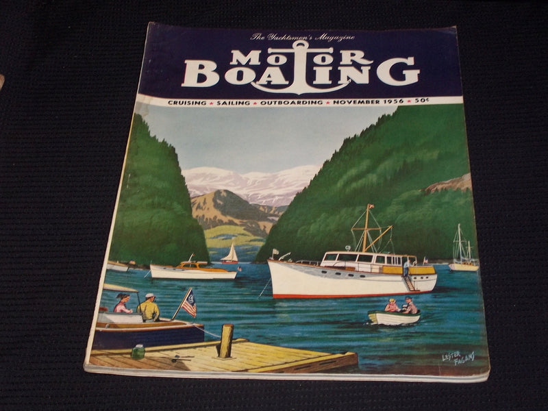1956 NOVEMBER MOTOR BOATING MAGAZINE BEAUTFUL ILLUSTRATED FRONT COVER - E 4375