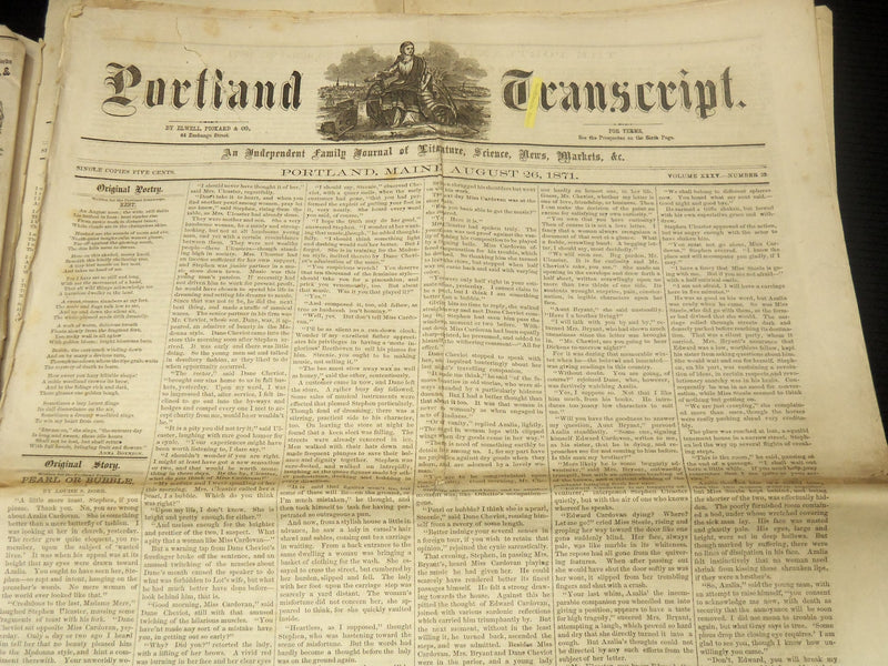 1871 PORTLAND TRANSCRIPT NEWSPAPER LOT OF 14 ISSUES - MAINE - NP 3297Q