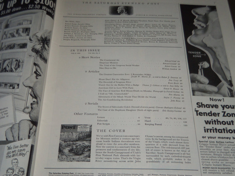1960 JULY 9 THE SATURDAY EVENING POST MAGAZINE - ILLUSTRATED COVER - SP 2304