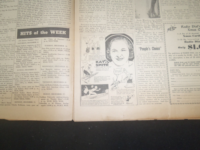 1937 DECEMBER 17 RADIO DIAL MAGAZINE - REX DAVIS COVER - SP 1520R