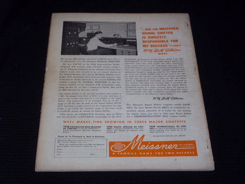 1939 AUGUST RADIO NEWS MAGAZINE - ULMER W9UG TURNER FRONT COVER - E 5194