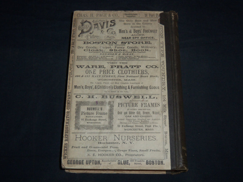1890 WORCESTER DIRECTORY BY HENRY J. HOWLAND - MAP - KD 81X