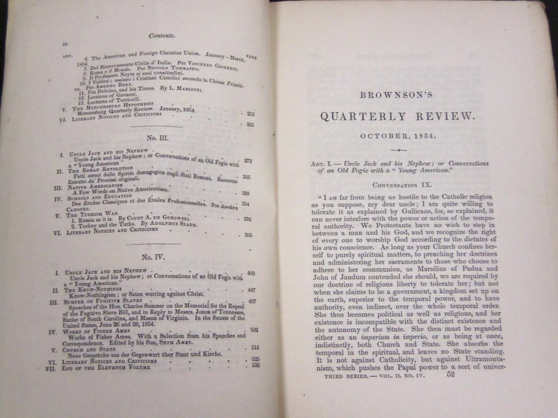 1844-1875 BROWNSON'S QUARTERLY REVIEW MAGAZINE LOT OF 56 ISSUES - O 1154