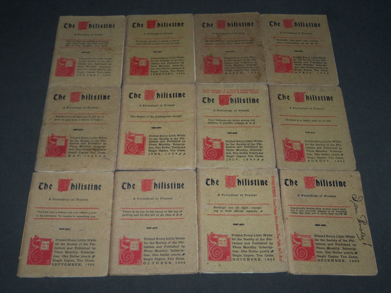 1906 THE PHILISTINE MAGAZINE LOT OF 12 ISSUES - BY ELBERT HUBBARD - WR 709D