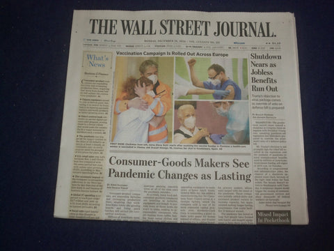 2020 DECEMBER 28 THE WALL STREET JOURNAL -SHUTDOWN NEARS AS JOBLESS BENEFITS OUT