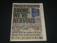 2020 MAY 22 NEW YORK DAILY NEWS NEWSPAPER - SHORE, WE'RE NERVOUS - JERSEY