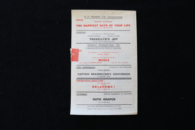 1948 COMEDY THEATRE PROGRAMS - LOT OF 2 - LONDON - K 1897