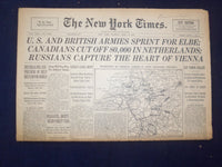 1945 APRIL 10 NEW YORK TIMES - U.S. AND BRITISH ARMIES SPRINT FOR ELBE - NP 6691