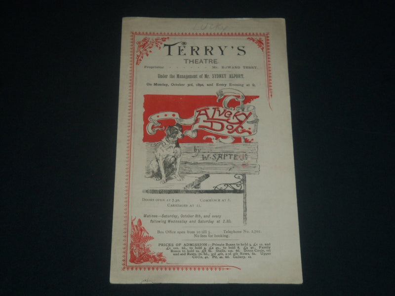 1892 OCTOBER 3 A LUCKY DOG TERRY'S THEATRE PROGRAM - LONDON - J 4217