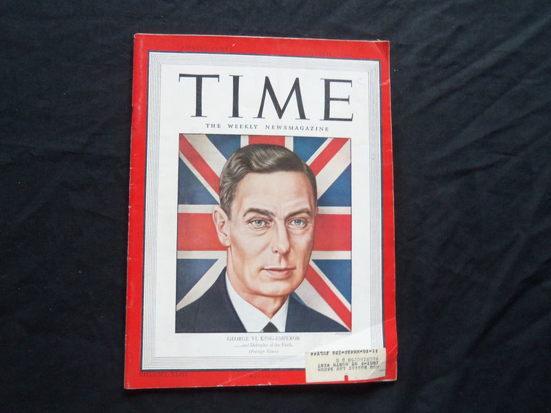 1944 MARCH 6 TIME MAGAZINE - KING GEORGE VI - T 906