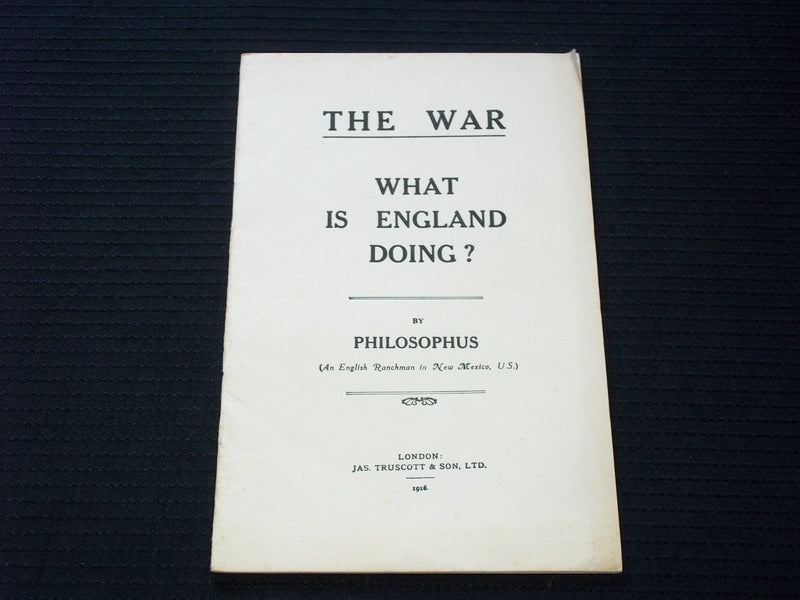 1916 THE WAR WHAT IS ENGLAND DOING? SOFTCOVER BOOK BY PHILOSOPHUS - J 7175