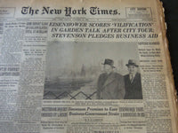 1952 OCT 31 NEW YORK TIMES - EISENHOWER SCORES VILLIFICATION IN GARDEN - NT 5983