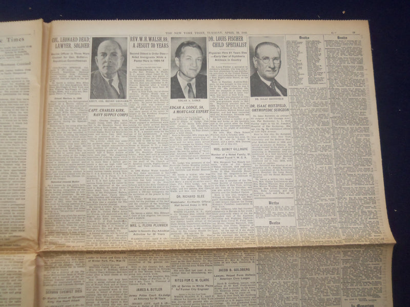 1945 APRIL 10 NEW YORK TIMES - U.S. AND BRITISH ARMIES SPRINT FOR ELBE - NP 6691