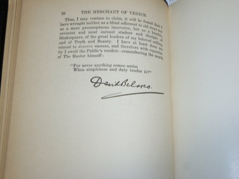 1922 THE MERCHANT OF VENICE HARDCOVER BOOK BY DAVID BELASCO - KD 7510