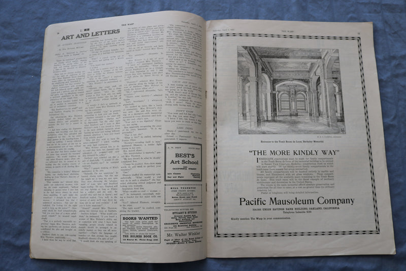 1916 APRIL 1 THE WASP MAGAZINE- GREAT COVER, PHOTOS, STORIES & ADS - SP 4785K