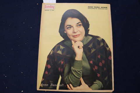 1960 JANUARY 17 SUNDAY NEWS COLOROTO MAGAZINE-ANNE BANCROFT -BOB COUSY - E 23187