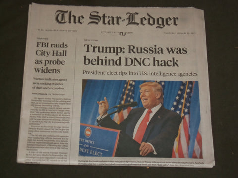 2017 JANUARY 12 STAR LEDGER NEWSPAPER - TRUMP SAYS RUSSIA WAS BEHIND DNC ATTACK