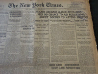 1922 MAY 16 NEW YORK TIMES - HUGHES DECLINES HAGUE INVITATION - NT 5818