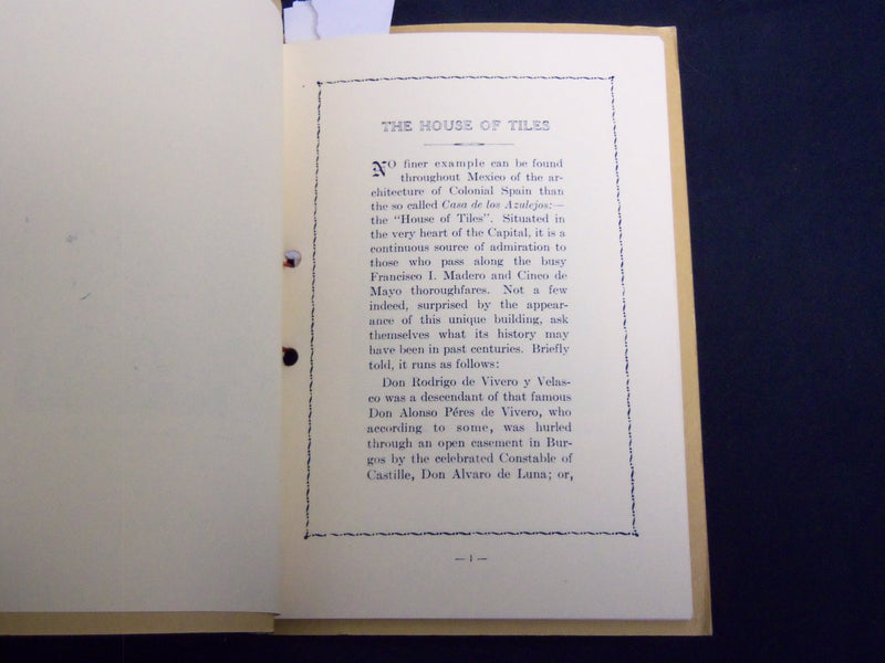 1936 THE HOUSE OF TILES - SANBORNS - MEXICO - SOFTCOVER BOOK - J 8190