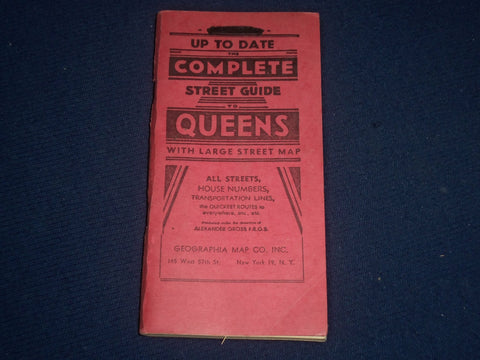 1956 UP TO DATE THE COMPLETE STREET GUIDE TO QUEENS - FOLD OUT MAP - J 5729