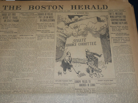 1909 JUNE 17 THE BOSTON HERALD - TAFT WINS SUPPORT FOR TAX PLANS - BH 376