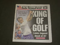 2016 SEPTEMBER 26 NEW YORK POST NEWSPAPER - ARNOLD PALMER DEAD - 1929-2016