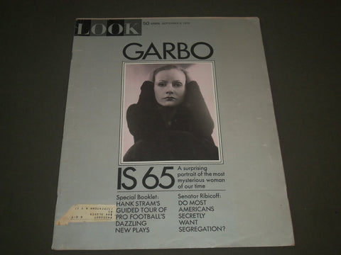1970 SEPTEMBER 8 LOOK MAGAZINE - GRETA GARBO IS 65 - NICE COVER - SP 9585