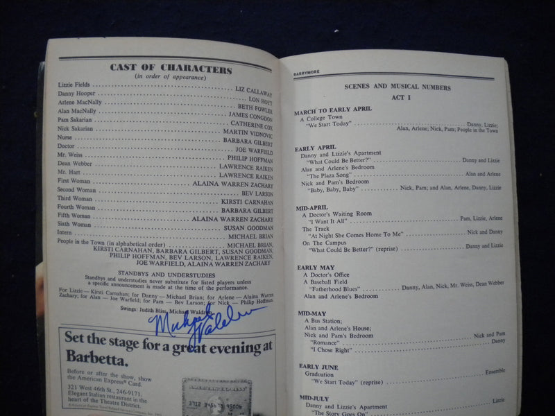 1984 BABY PLAYBILL - CATHERINE COX, MICHAEL BRIAN + 6 OTHER SIGNATURES - J 8318
