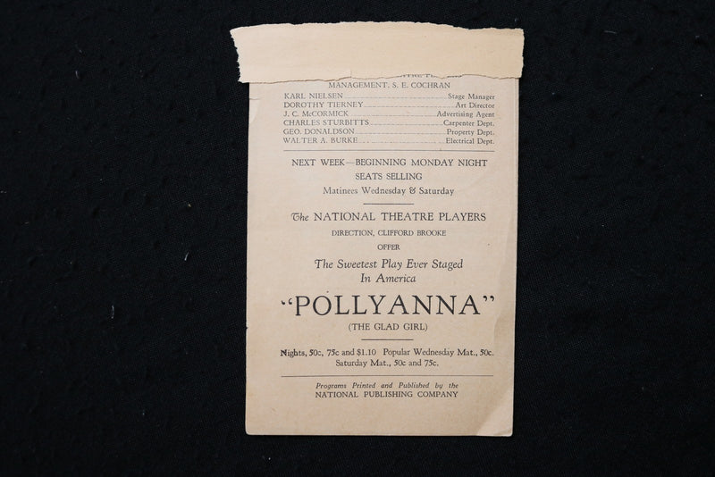 1927 NATIONAL THEATRE PROGRAM - LOT OF 2 - WASHINGTON, D.C. - K 2829