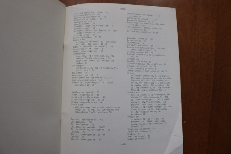 1965 STUDIES IN DREAM SYMBOLISM SOFTCOVER BOOK BY MANLY P. HALL - K 3161