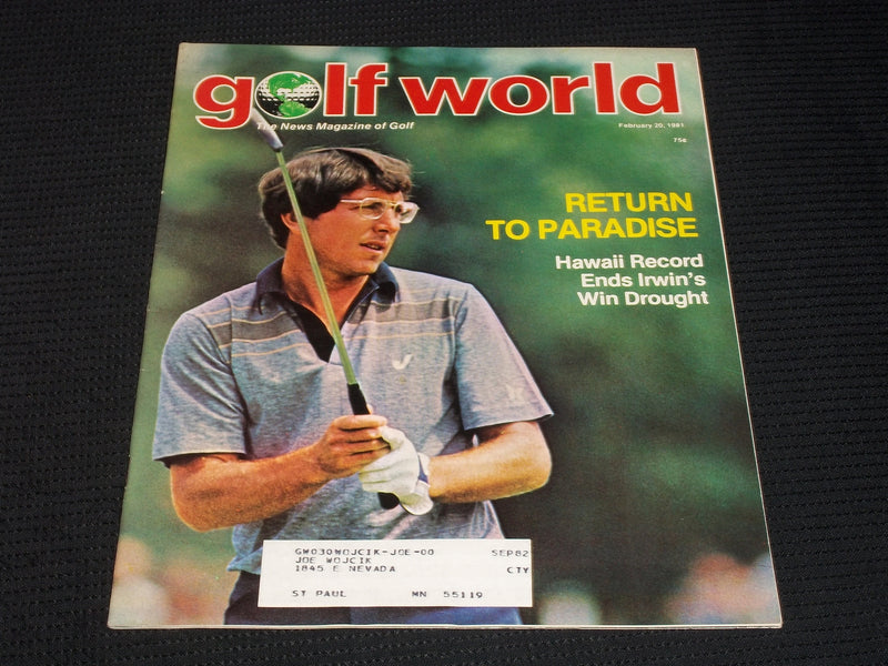 1981 FEBRUARY 20 GOLF WORLD MAGAZINE - HALE IRWIN FRONT COVER - E 6855