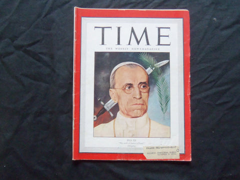 1943 AUGUST 16 TIME MAGAZINE - POPE PIUS XII - T 877