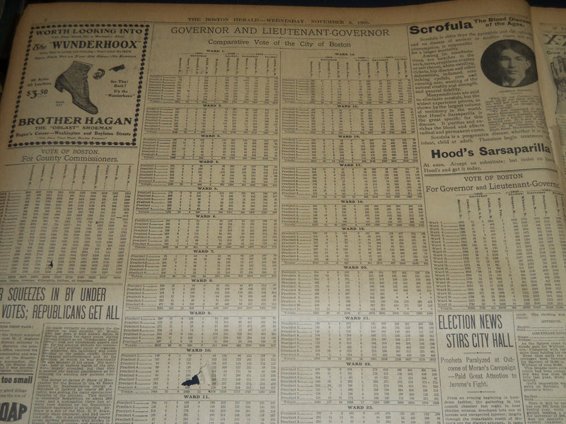 1905 NOVEMBER 8 THE BOSTON HERALD - JEROME MCCLELLAN WIN IN NEW YORK - BH 261