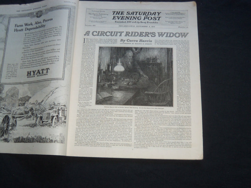 1916 SEPTEMBER 2 THE SATURDAY EVENING POST MAGAZINE - ILLUSTRATED COVER - SP 742