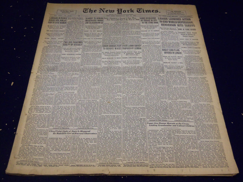 1931 MAY 20 NEW YORK TIMES LEAGUE LAUNCHES ACTION END WORLD DEPRESSION - NT 2443