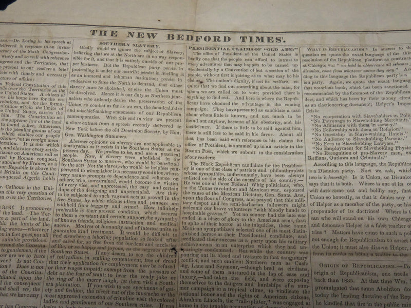 1943 JUNE 16 NEW BEDFORD MASS. TIMES NEWSPAPER - LINCOLN - SLAVERY - NP 4959