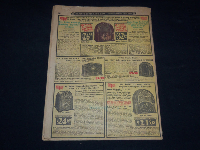 1933 COAST TO COAST RADIO CORP. SALE CATALOG - SUPPLEMENT EDN - J 9127