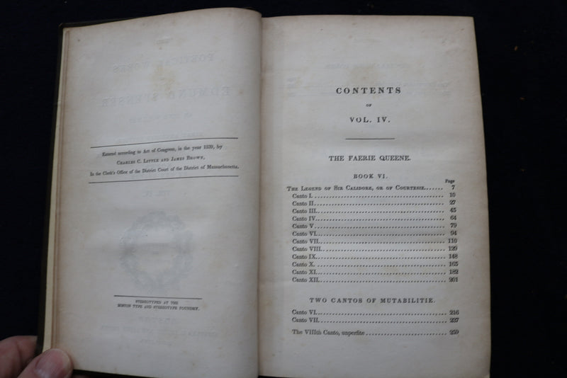 1839 THE POETICAL WORKS OF EDMUND SPENSER HARDCOVER BOOKS - 5 VOLUMES - KD 9450